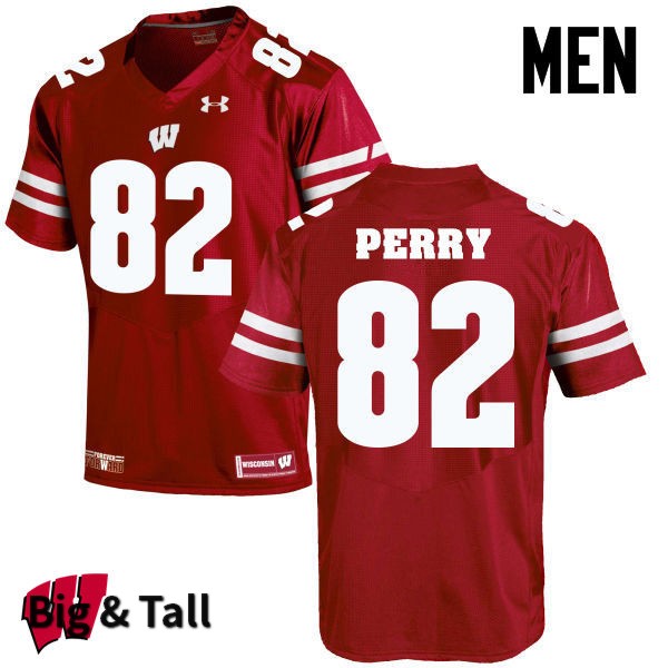 Wisconsin Badgers Men's #82 Emmet Perry NCAA Under Armour Authentic Red Big & Tall College Stitched Football Jersey VJ40C52EE